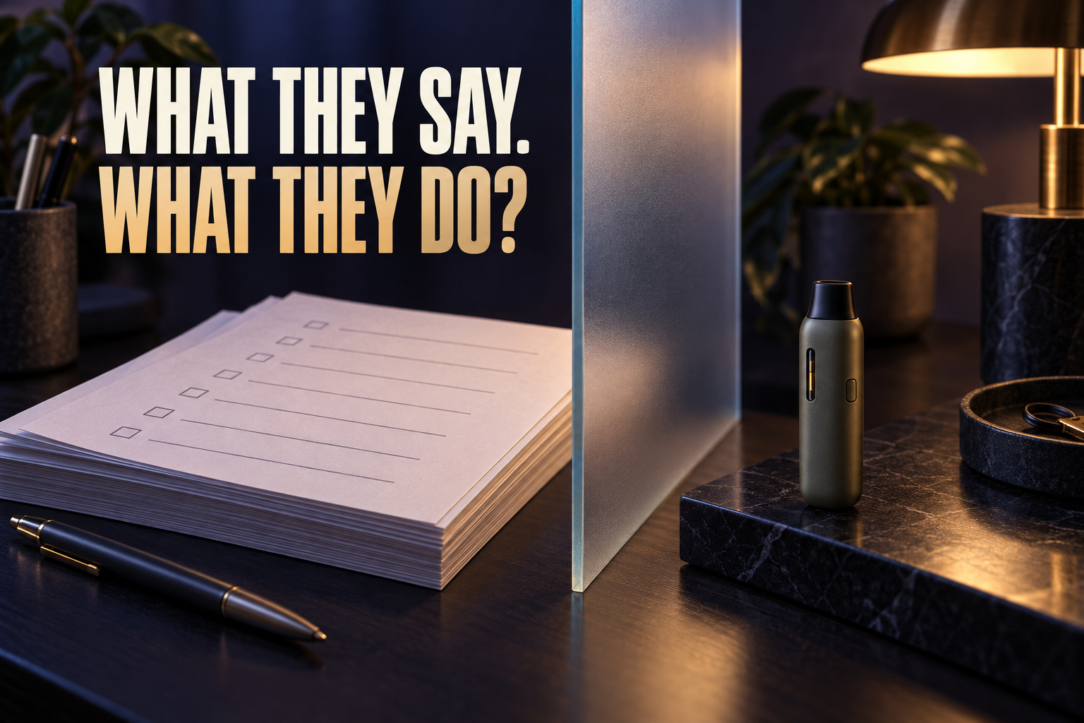 What they say. What they do? Survey forms separated from the device by glass.