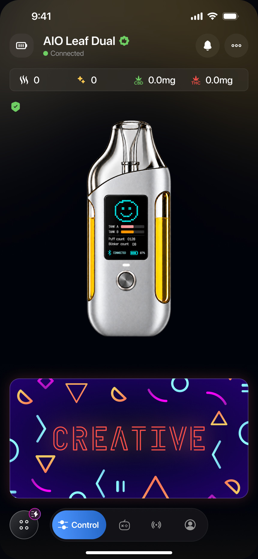 Creative app screen
