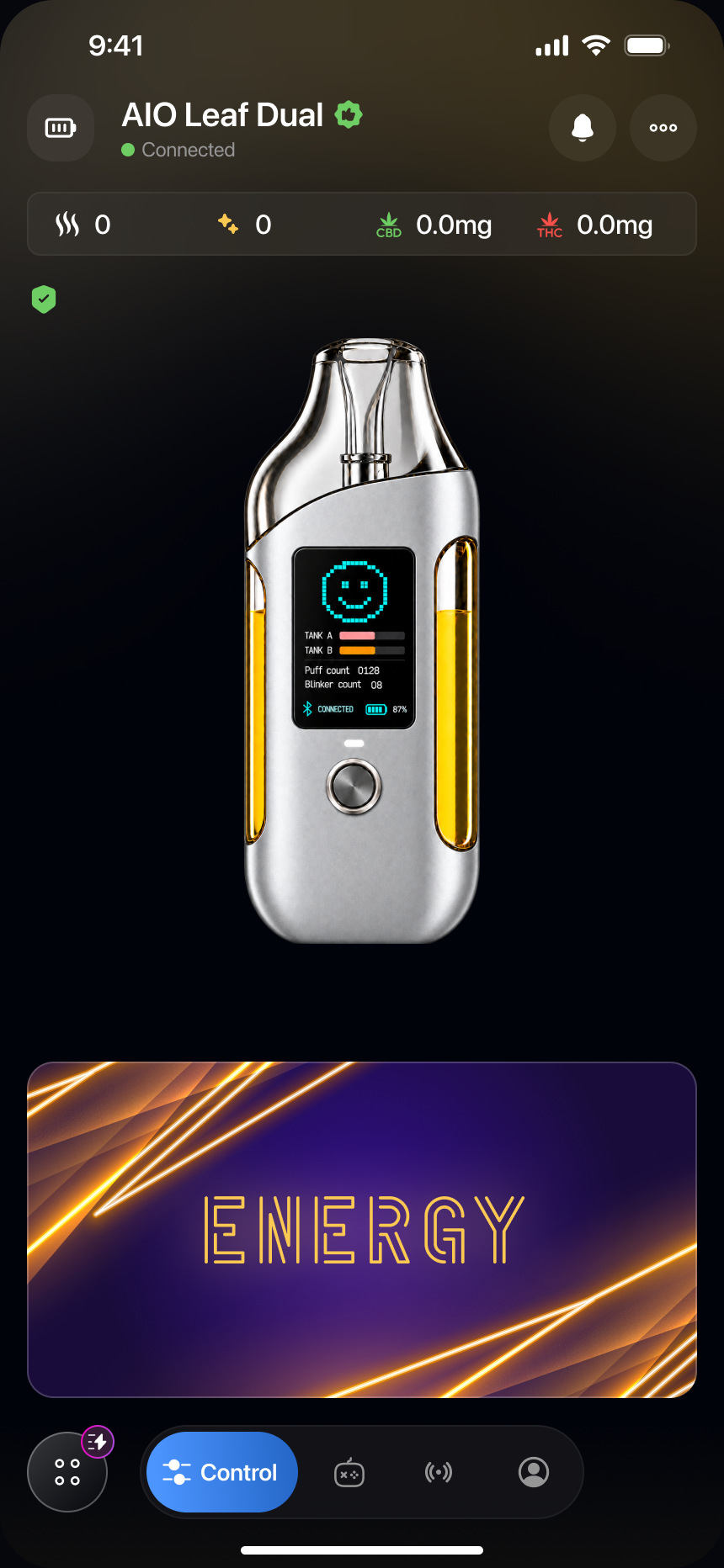 Energy app screen