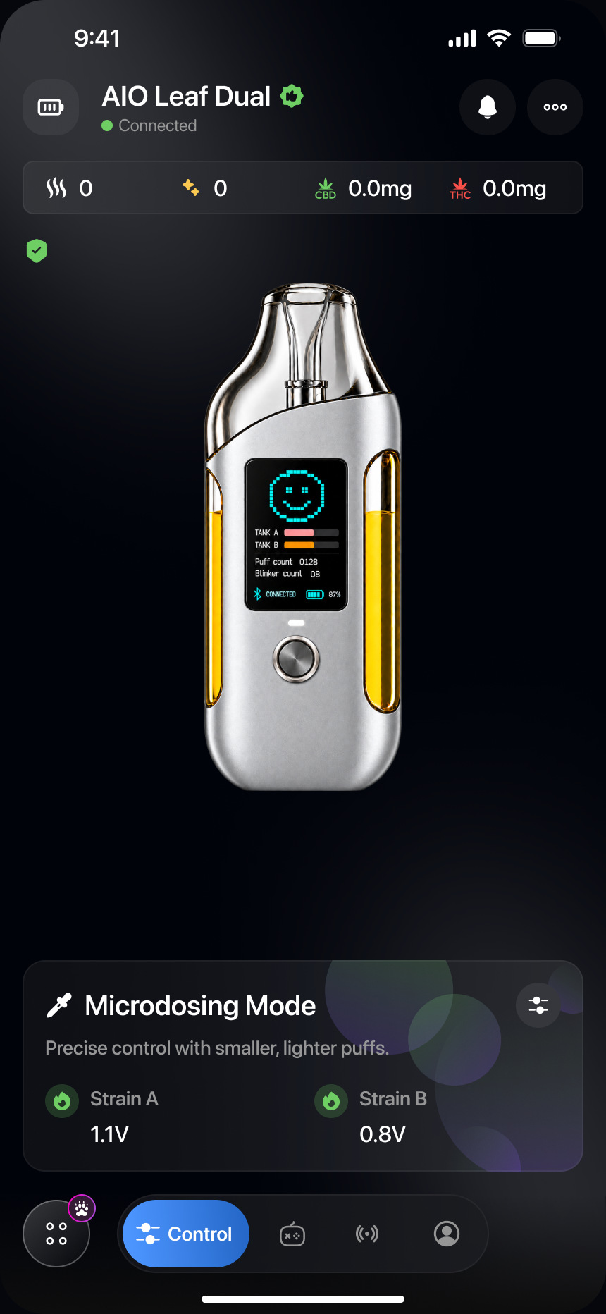 Microdosing app screen