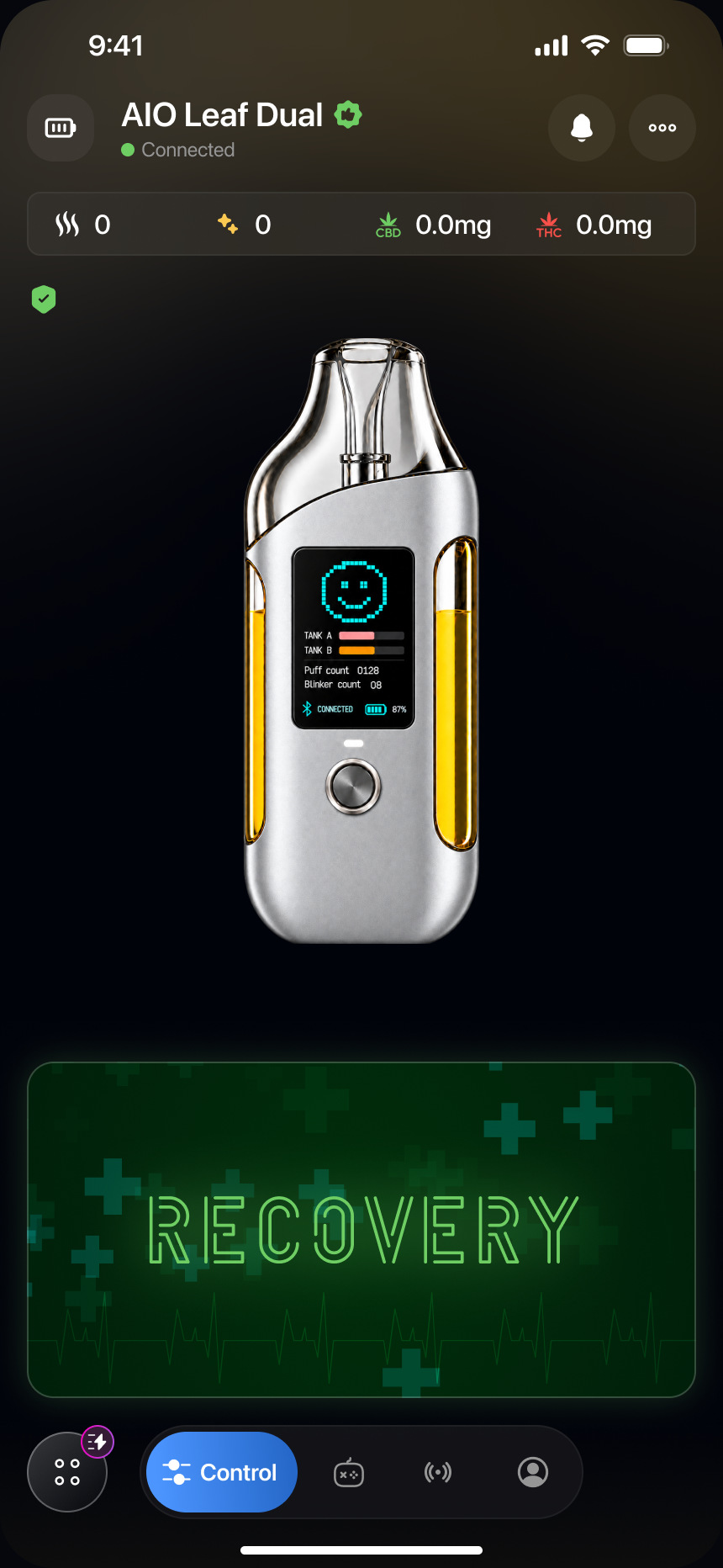 Recovery app screen