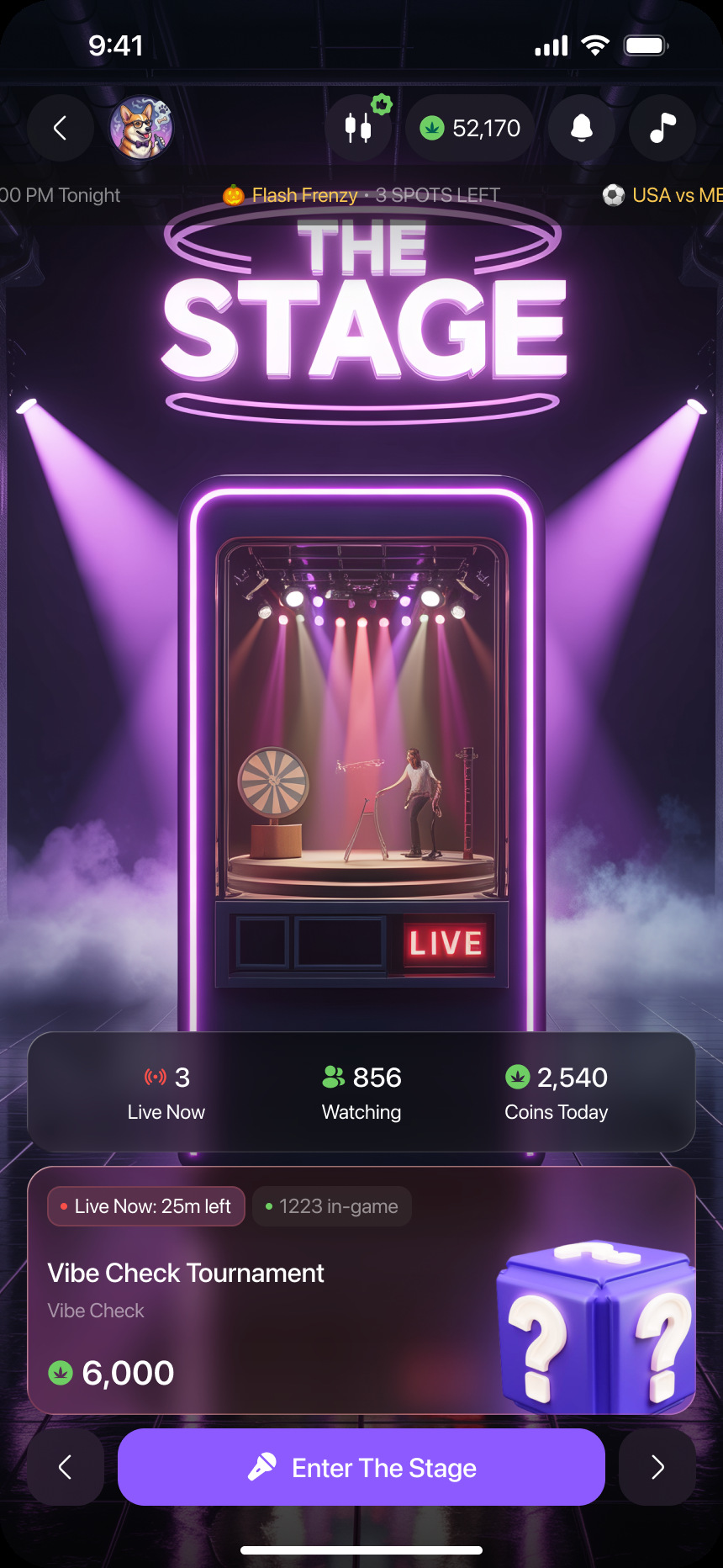 Full Stage app screen