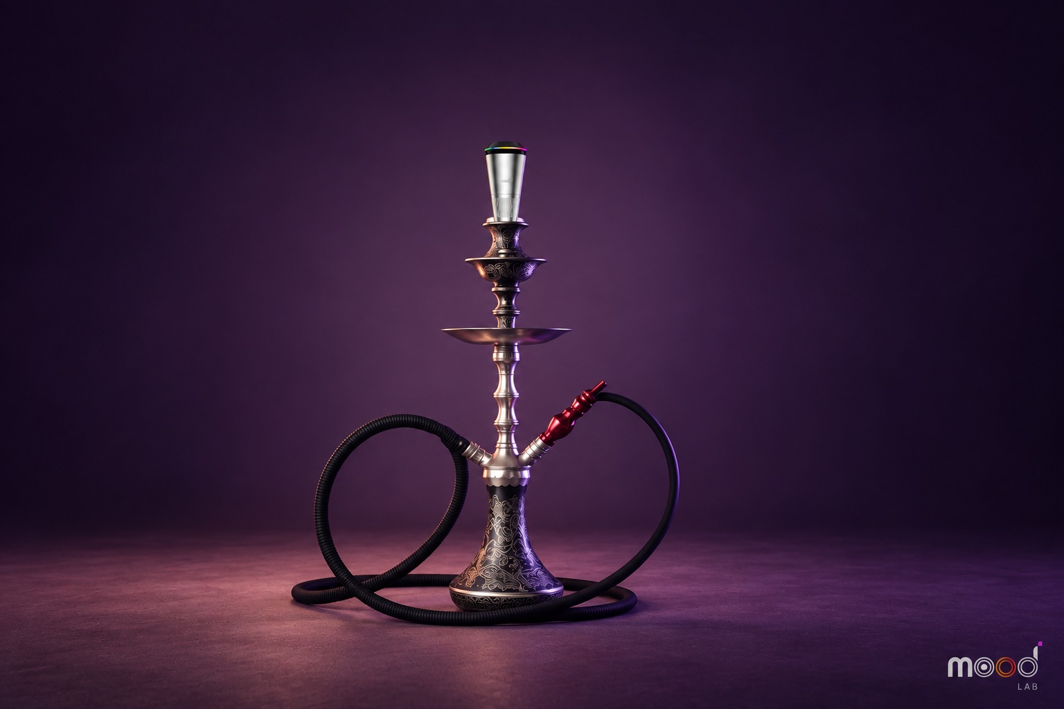 Fusiq mounted on a traditional shisha vase in a plum studio