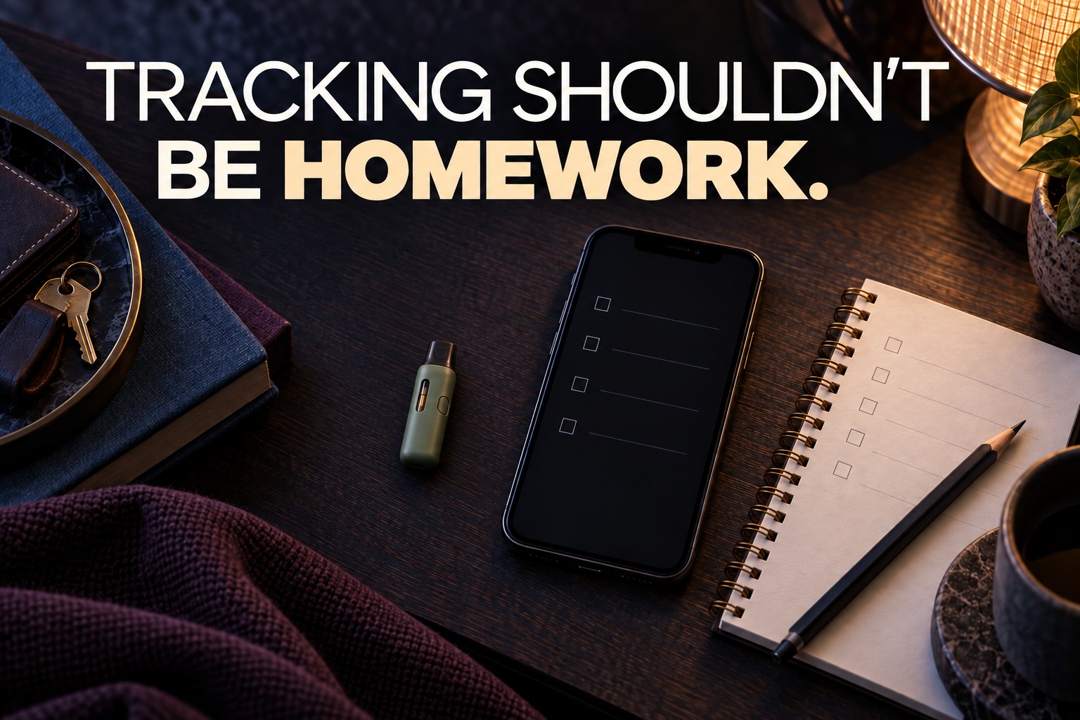 Tracking shouldn’t be homework. Manual checklists beside a generic device.